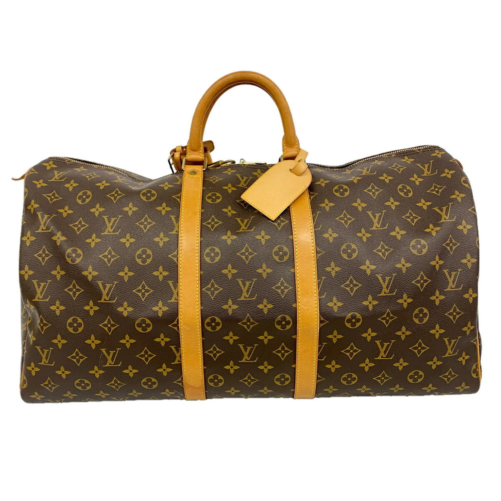 LOUIS VUITTON Authentic Brown Monogram Keepall 55 Boston Bag